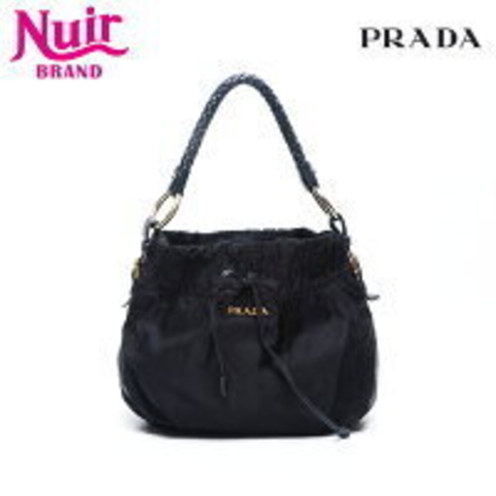 Prada Logo Rion Shoulder Bag Black
